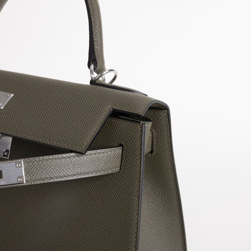 KELLY 28 EPSOM LEATHER VERT DE GRIS WITH PALLADIUM HARDWARE (PHW)