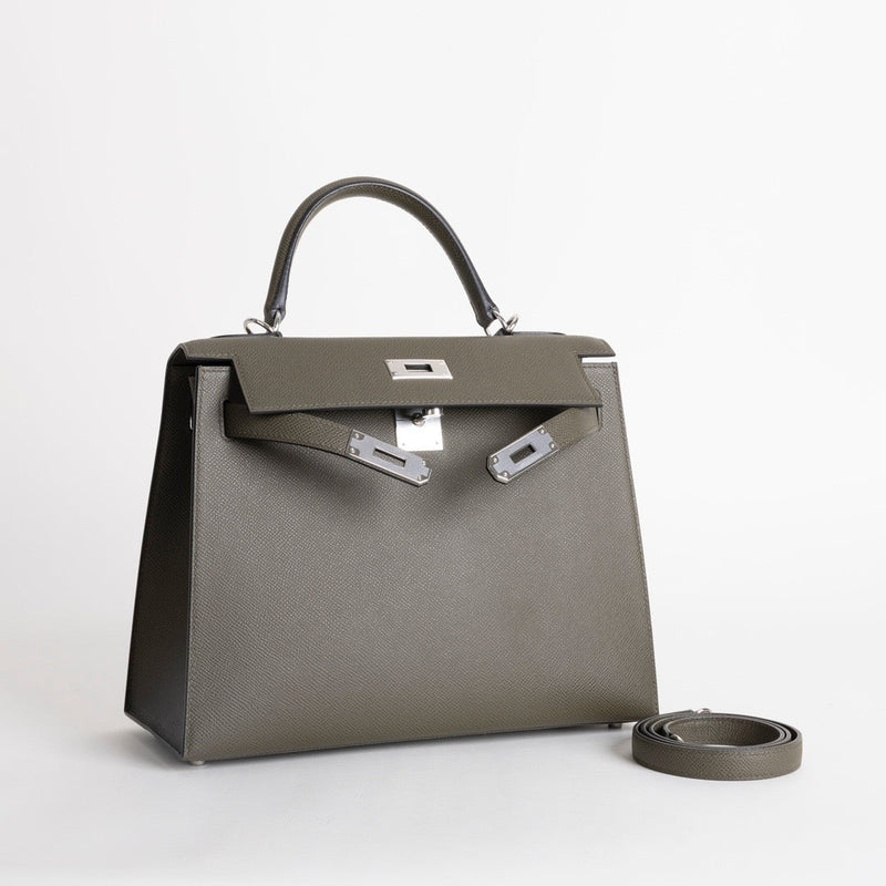KELLY 28 EPSOM LEATHER VERT DE GRIS WITH PALLADIUM HARDWARE (PHW)