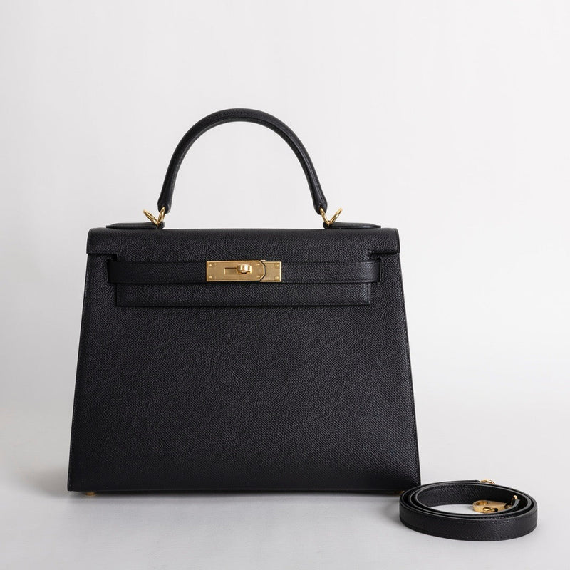KELLY 28 EPSOM LEATHER NOIR (BLACK) WITH GOLD HARDWARE (GHW)