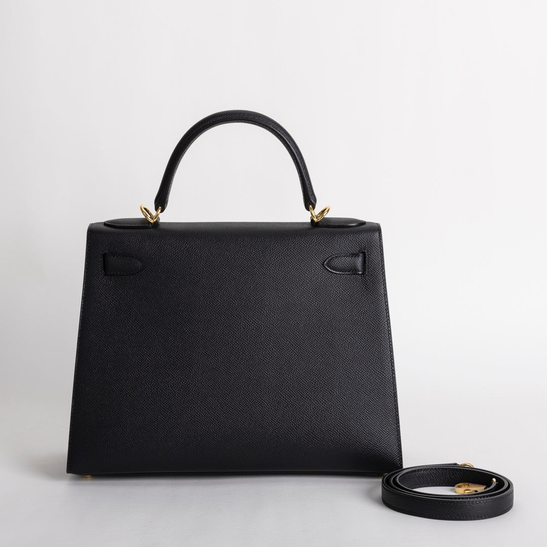KELLY 28 EPSOM LEATHER NOIR (BLACK) WITH GOLD HARDWARE (GHW)