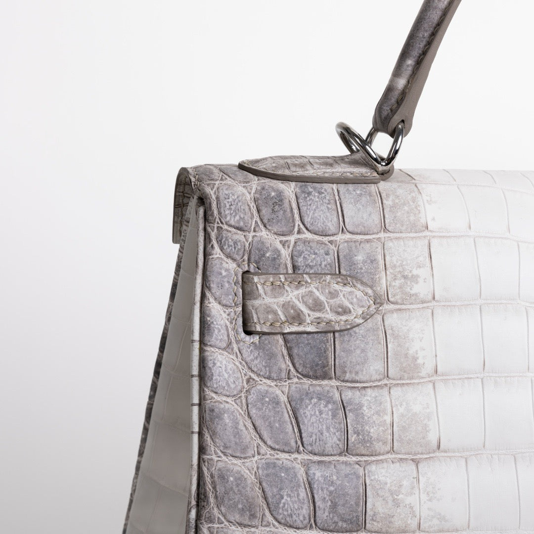 KELLY 32 NILOTICUS CROCODILE (MATTE) LEATHER HIMALAYA WITH PALLADIUM HARDWARE (PHW)