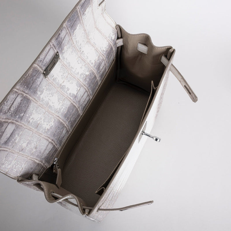 KELLY 32 NILOTICUS CROCODILE (MATTE) LEATHER HIMALAYA WITH PALLADIUM HARDWARE (PHW)