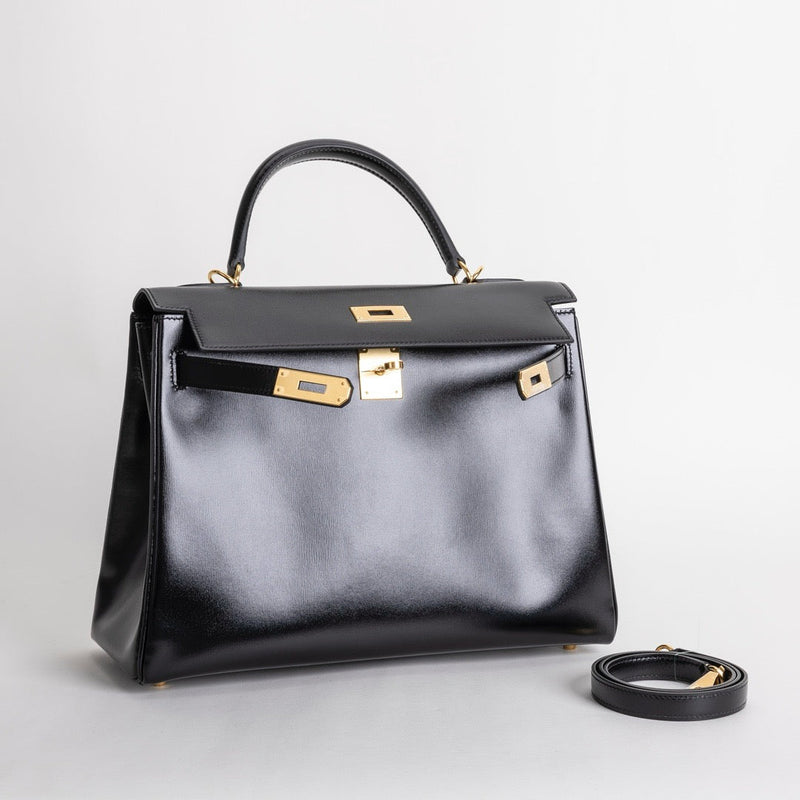 KELLY 32 BLACK BOX CALF LEATHER WITH GOLD HARDWARE (GHW)