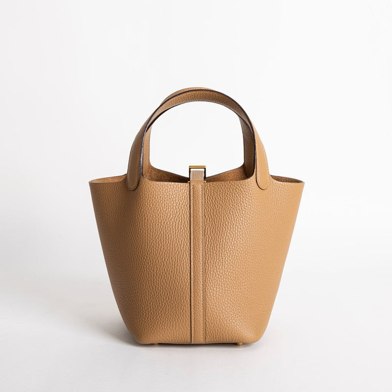 PICOTIN 18 LOCK CLEMENCE LEATHER BISCUIT WITH GOLD HARDWARE (GHW)