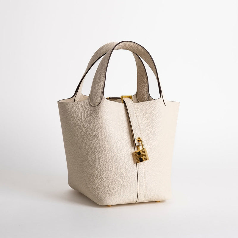 PICOTIN 18 LOCK CLEMENCE LEATHER NATA WITH GOLD HARDWARE (GHW)