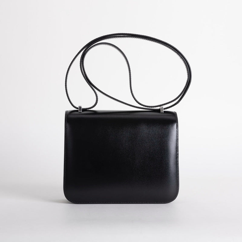 CONSTANCE 18 (MINI) BLACK BOX CALF LEATHER WITH PALLADIUM HARDWARE (PHW)