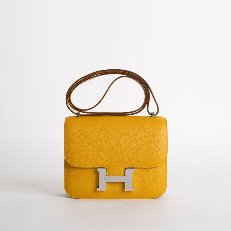 CONSTANCE 18 (MINI) EPSOM LEATHER JAUNE AMBRE WITH PALLADIUM HARDWARE (PHW)