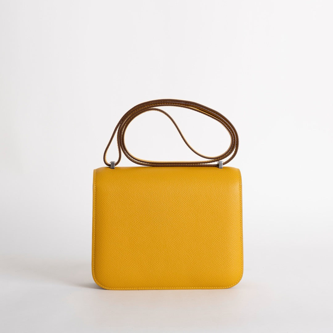 CONSTANCE 18 (MINI) EPSOM LEATHER JAUNE AMBRE WITH PALLADIUM HARDWARE (PHW)