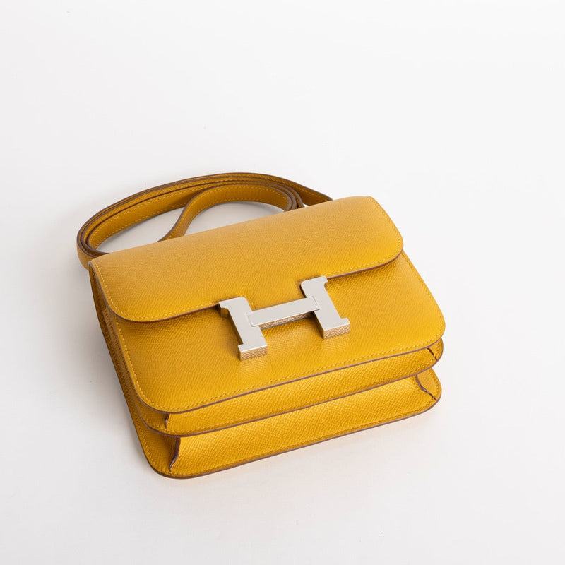 CONSTANCE 18 (MINI) EPSOM LEATHER JAUNE AMBRE WITH PALLADIUM HARDWARE (PHW)
