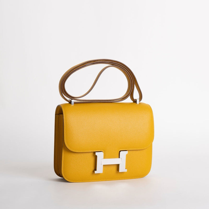 CONSTANCE 18 (MINI) EPSOM LEATHER JAUNE AMBRE WITH PALLADIUM HARDWARE (PHW)