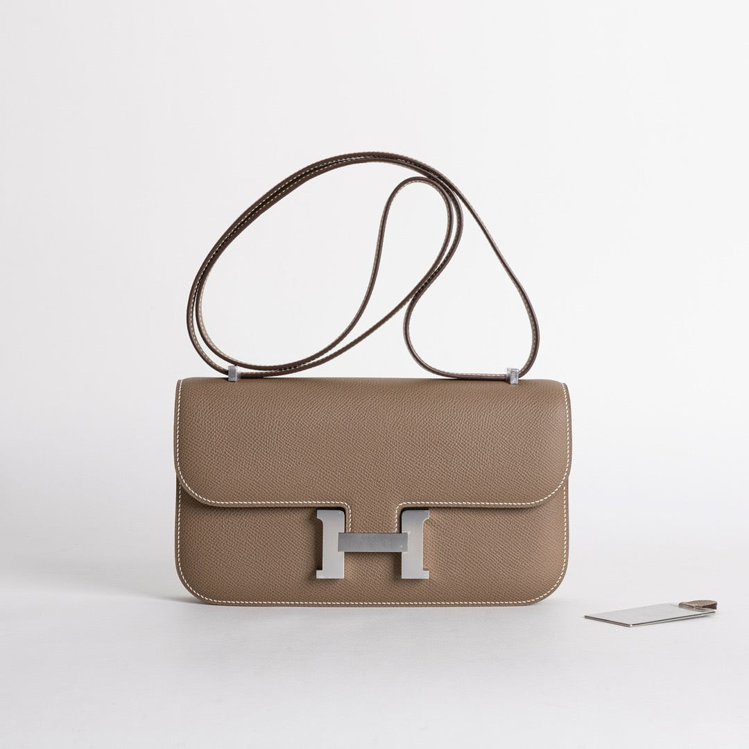 CONSTANCE 24 ELAN EPSOM LEATHER ETOUPE WITH PALLADIUM HARDWARE (PHW)