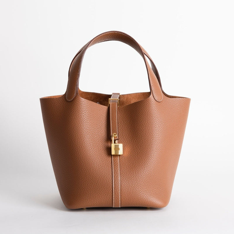 PICOTIN 22 LOCK CLEMENCE LEATHER GOLD WITH GOLD HARDWARE (GHW)