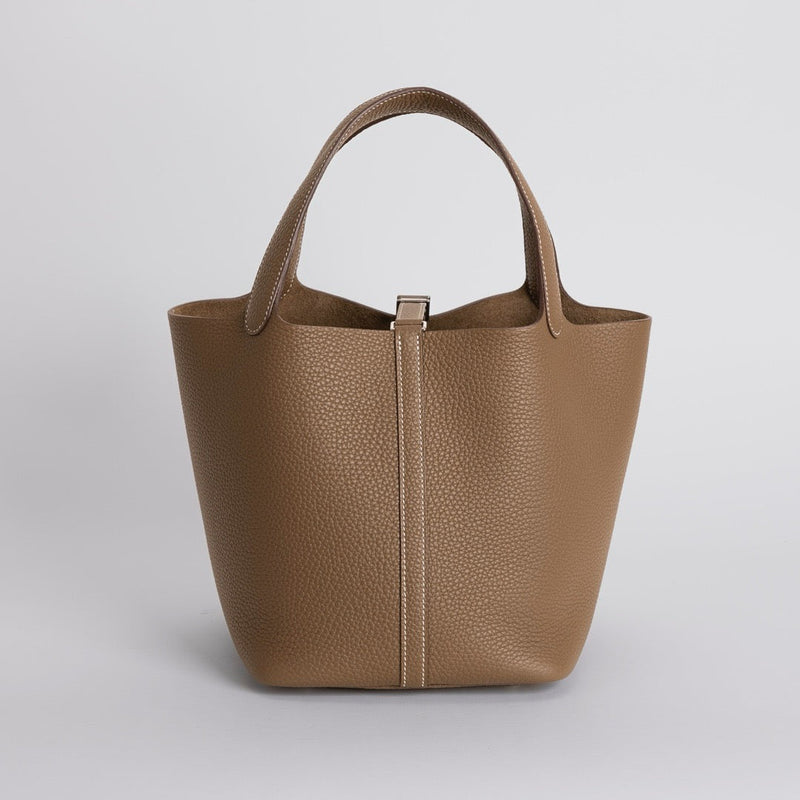 PICOTIN 22 LOCK CLEMENCE LEATHER ETOUPE WITH PALLADIUM HARDWARE (PHW)