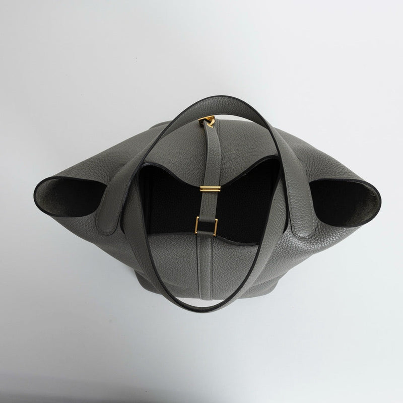 PICOTIN 22 LOCK CLEMENCE LEATHER GRIS MEYER WITH GOLD HARDWARE (GHW)