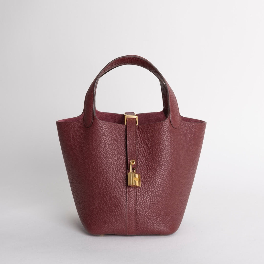 PICOTIN 18 LOCK CLEMENCE LEATHER ROUGE H WITH GOLD HARDWARE (GHW)