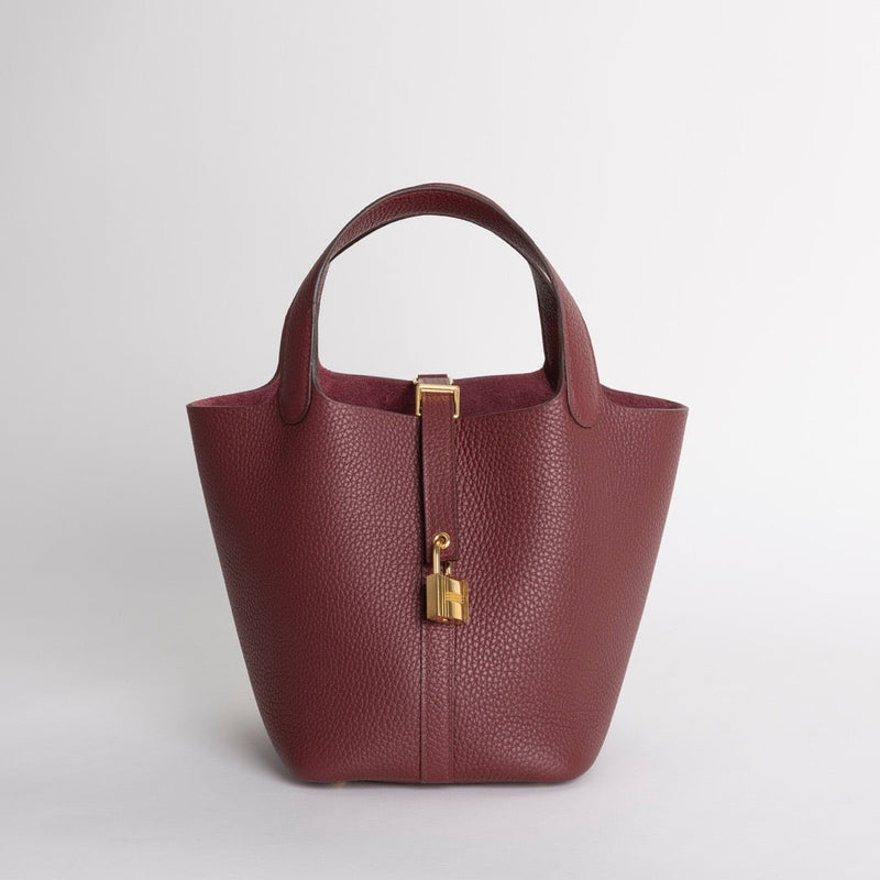 PICOTIN 18 LOCK CLEMENCE LEATHER ROUGE H WITH GOLD HARDWARE (GHW)