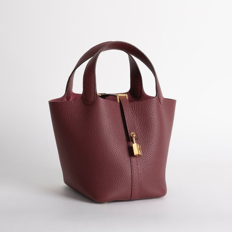 PICOTIN 18 LOCK CLEMENCE LEATHER ROUGE H WITH GOLD HARDWARE (GHW)