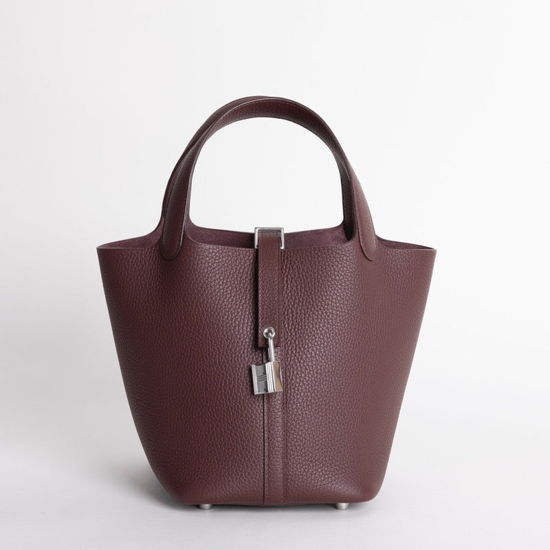 PICOTIN 18 LOCK CLEMENCE LEATHER ROUGE SELLIER WITH PALLADIUM HARDWARE (PHW)
