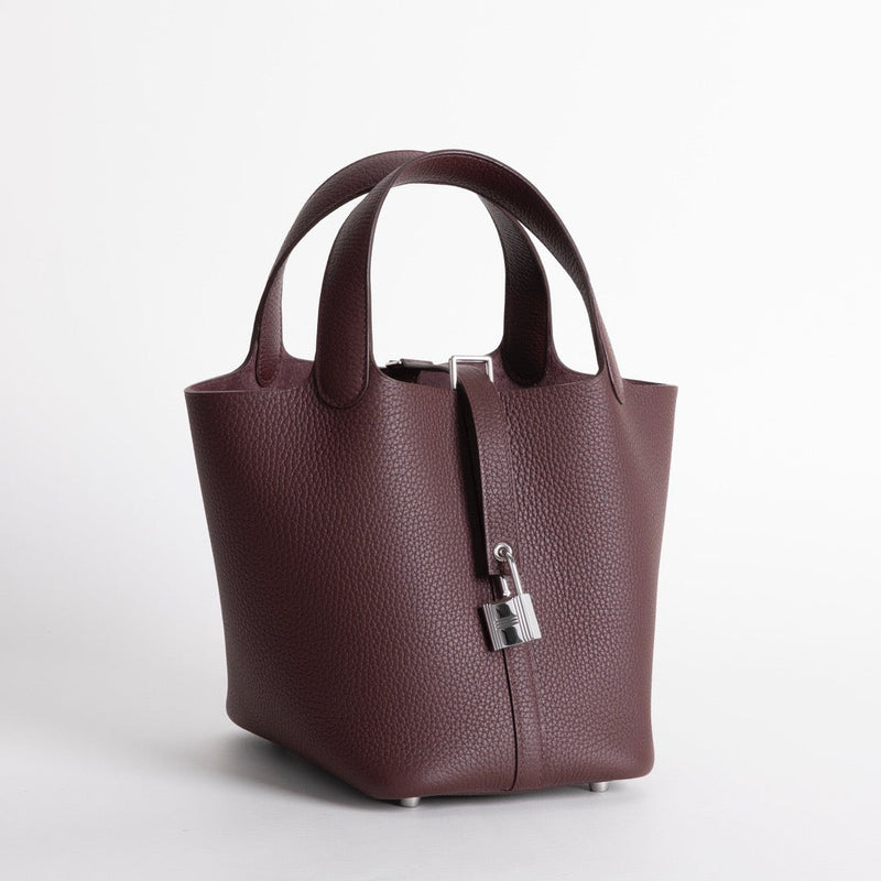 PICOTIN 18 LOCK CLEMENCE LEATHER ROUGE SELLIER WITH PALLADIUM HARDWARE (PHW)