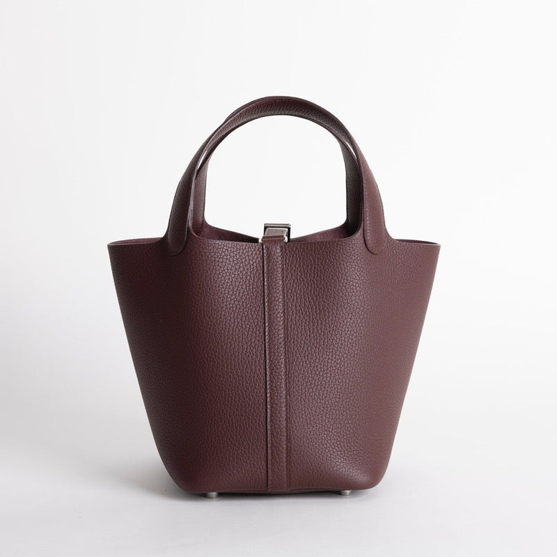 PICOTIN 18 LOCK CLEMENCE LEATHER ROUGE SELLIER WITH PALLADIUM HARDWARE (PHW)
