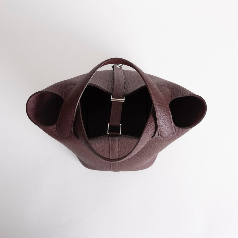 PICOTIN 18 LOCK CLEMENCE LEATHER ROUGE SELLIER WITH PALLADIUM HARDWARE (PHW)