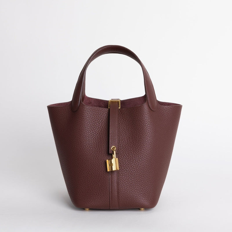 PICOTIN 18 LOCK CLEMENCE LEATHER ROUGE SELLIER WITH GOLD HARDWARE (GHW)