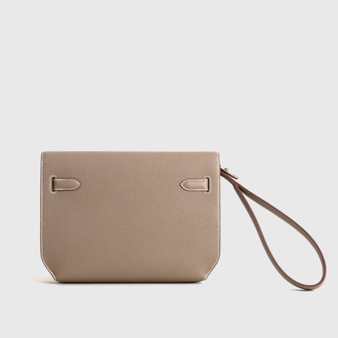 KELLY DEPECHES 25 TOGO LEATHER ETOUPE WITH PALLADIUM HARDWARE (PHW)