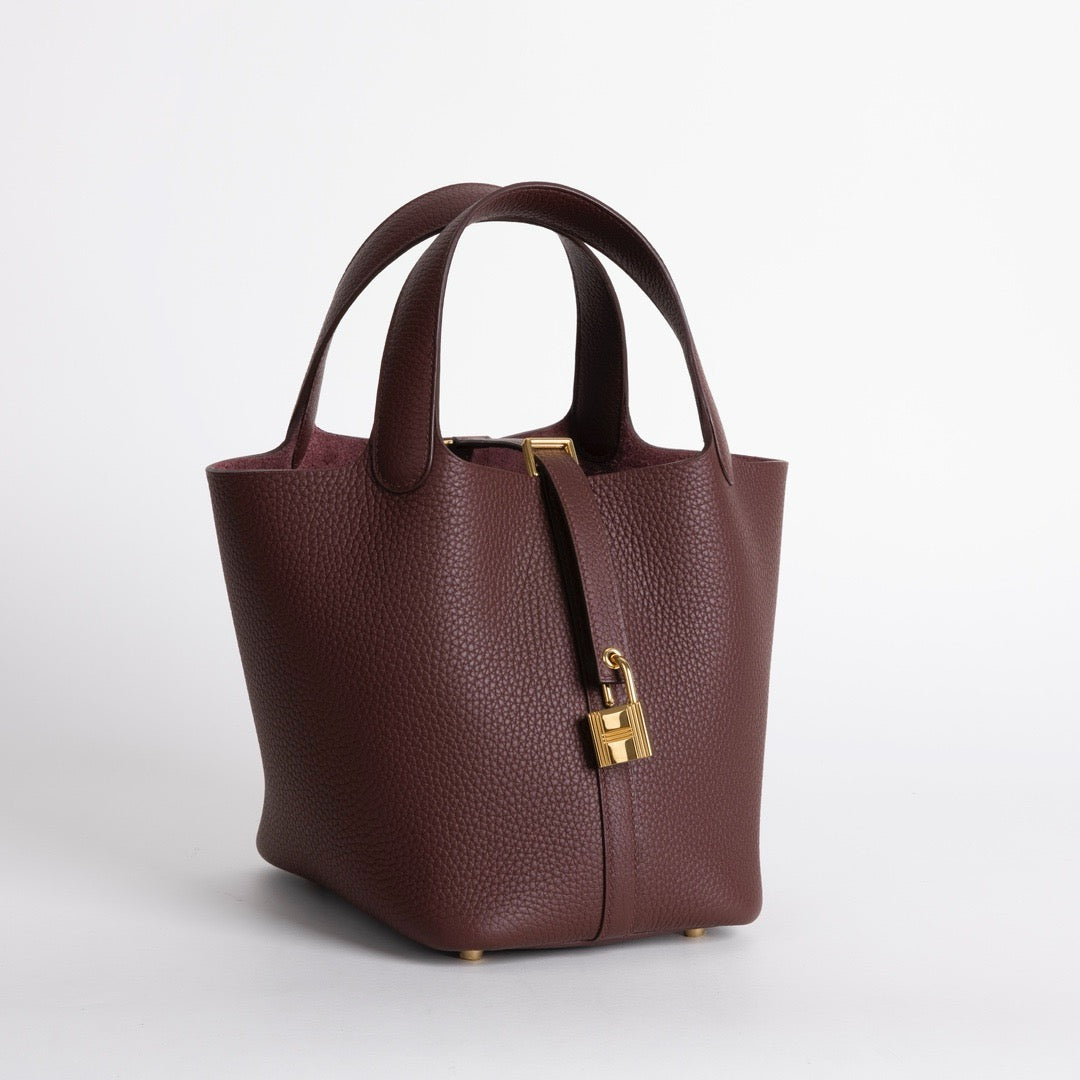 PICOTIN 18 LOCK CLEMENCE LEATHER ROUGE SELLIER WITH GOLD HARDWARE (GHW)