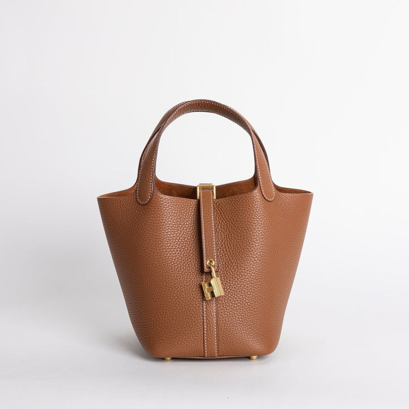 PICOTIN 18 LOCK CLEMENCE LEATHER GOLD WITH GOLD HARDWARE (GHW)