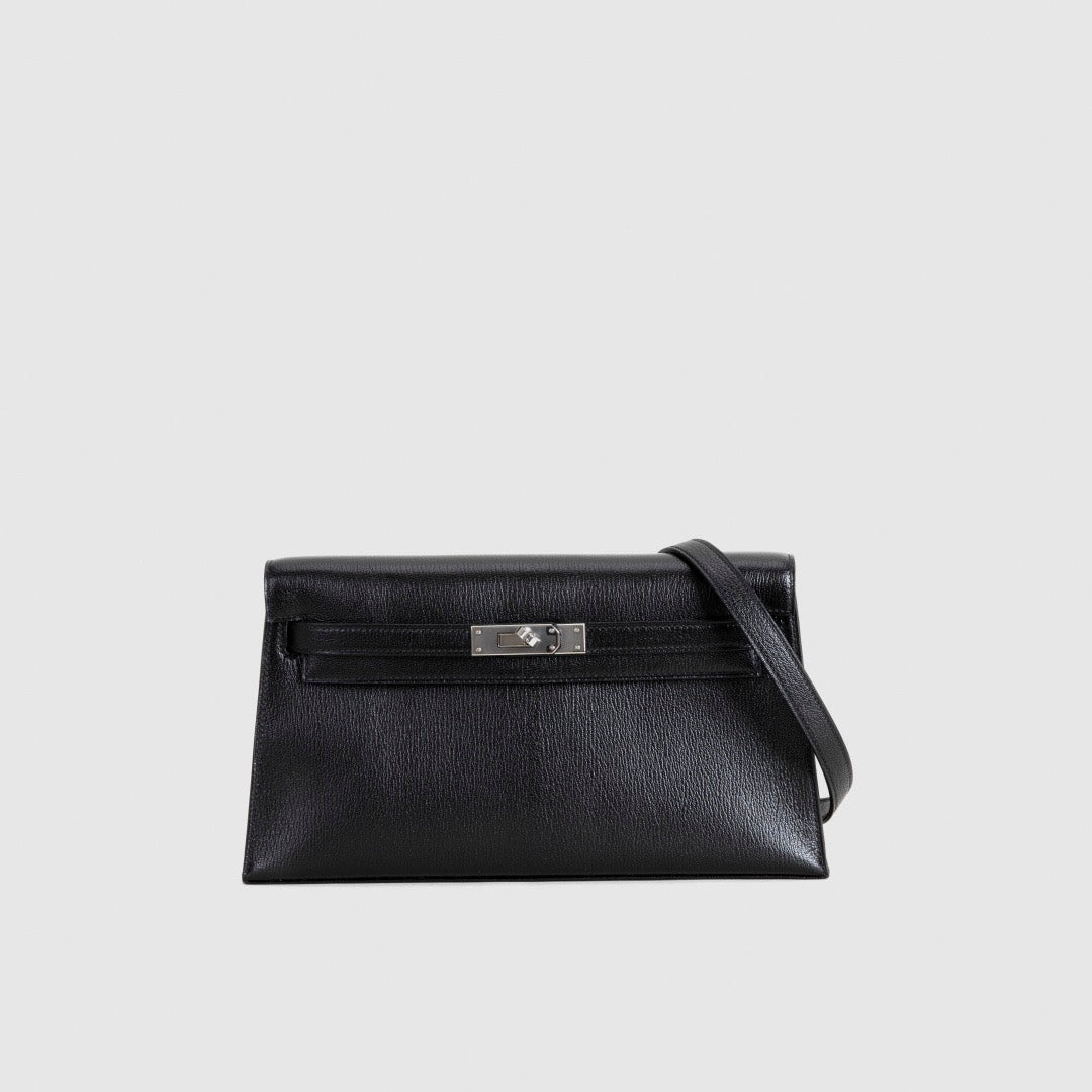 KELLY ELAN CHEVRE LEATHER NOIR (BLACK) WITH PALLADIUM HARDWARE (PHW)