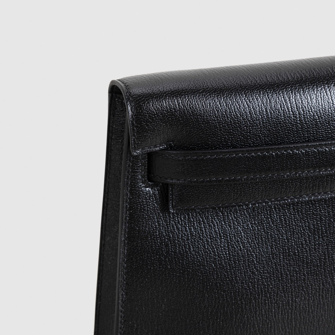 KELLY ELAN CHEVRE LEATHER NOIR (BLACK) WITH PALLADIUM HARDWARE (PHW)