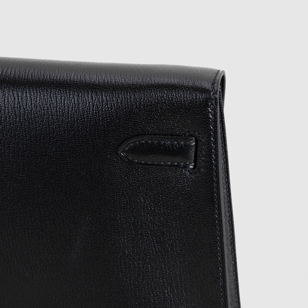 KELLY ELAN CHEVRE LEATHER NOIR (BLACK) WITH PALLADIUM HARDWARE (PHW)