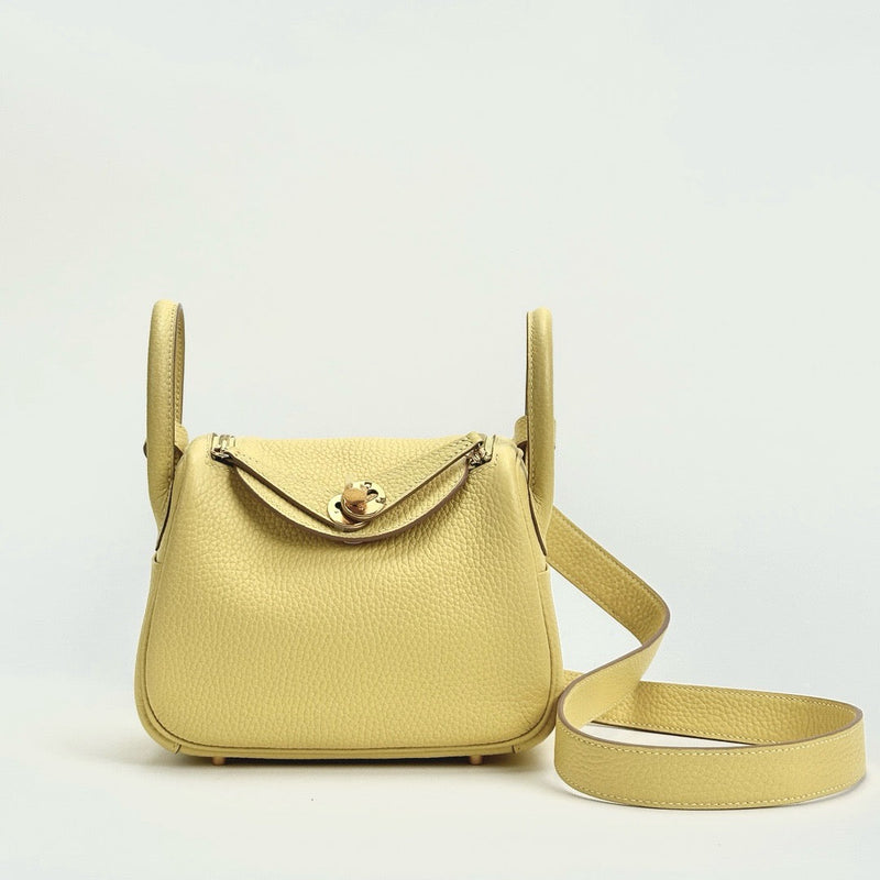 MINI LINDY 20 CLEMENCE LEATHER JAUNE POUSSIN WITH GOLD HARDWARE (GHW)
