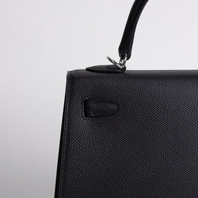 KELLY 25 EPSOM LEATHER NOIR (BLACK) WITH PALLADIUM HARDWARE (PHW)