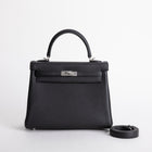 KELLY 25 TOGO LEATHER NOIR (BLACK) WITH PALLADIUM HARDWARE (PHW)