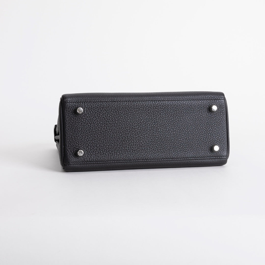 KELLY 25 TOGO LEATHER NOIR (BLACK) WITH PALLADIUM HARDWARE (PHW)