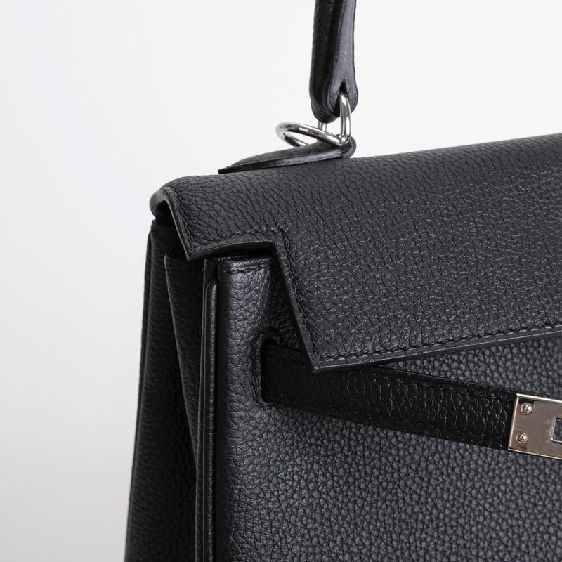 KELLY 25 TOGO LEATHER NOIR (BLACK) WITH PALLADIUM HARDWARE (PHW)