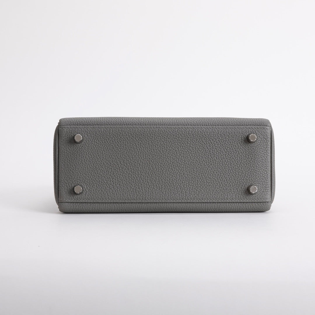 KELLY 25 TOGO LEATHER GRIS MEYER WITH PALLADIUM HARDWARE (PHW)