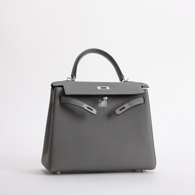 KELLY 25 TOGO LEATHER GRIS MEYER WITH PALLADIUM HARDWARE (PHW)
