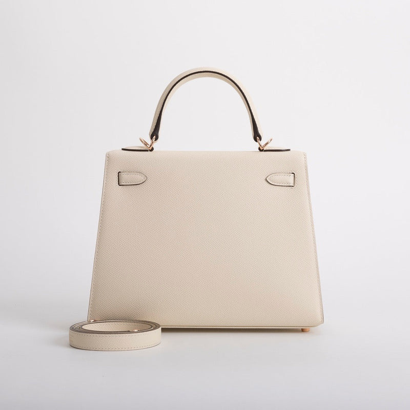 KELLY 25 EPSOM LEATHER NATA WITH ROSE GOLD HARDWARE (RGHW)