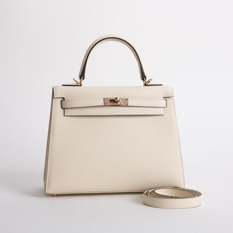 KELLY 25 EPSOM LEATHER NATA WITH ROSE GOLD HARDWARE (RGHW)