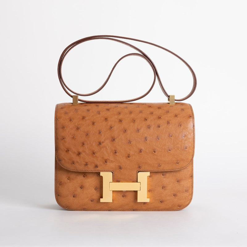 CONSTANCE 24 OSTRICH LEATHER COGNAC WITH GOLD HARDWARE (GHW)