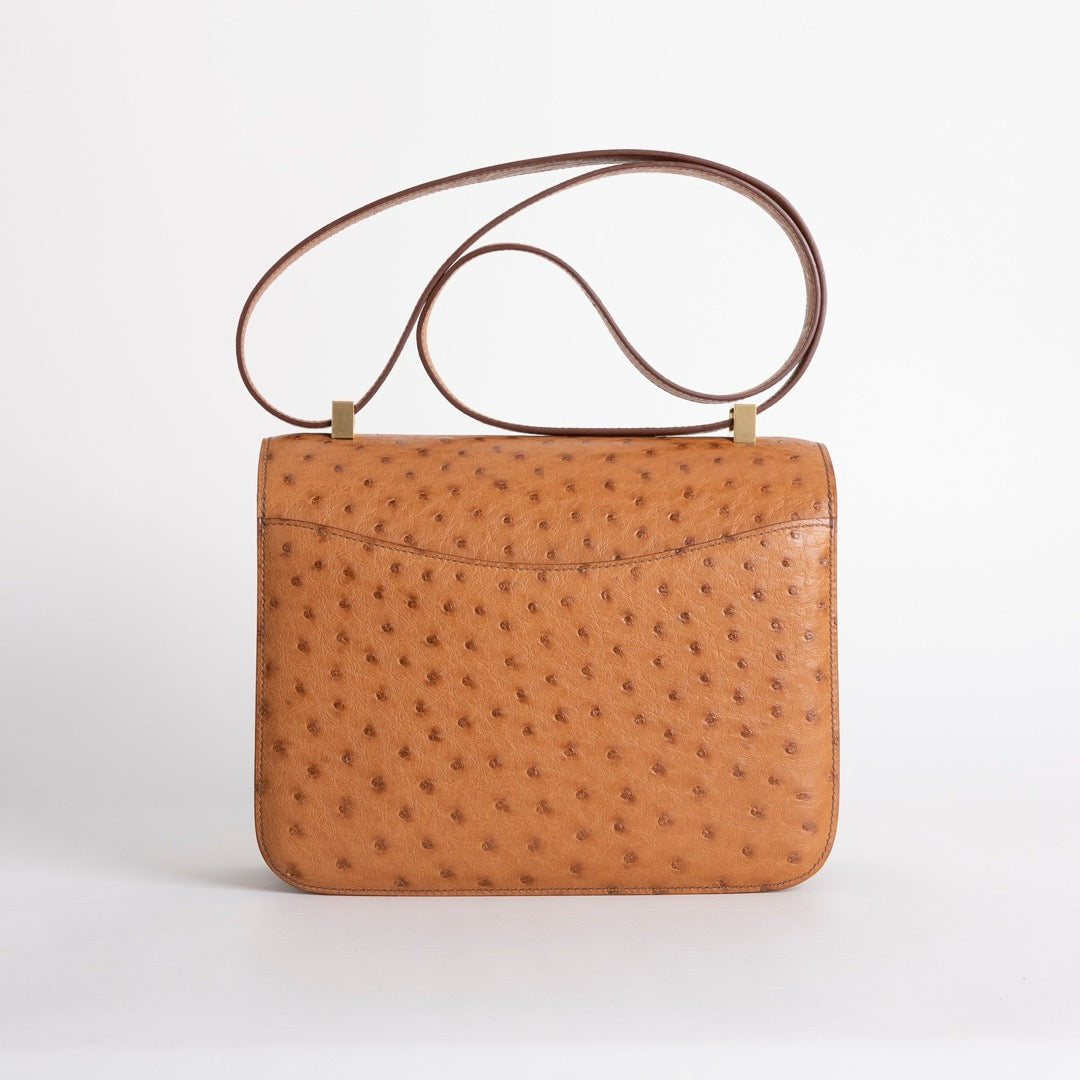 CONSTANCE 24 OSTRICH LEATHER COGNAC WITH GOLD HARDWARE (GHW)