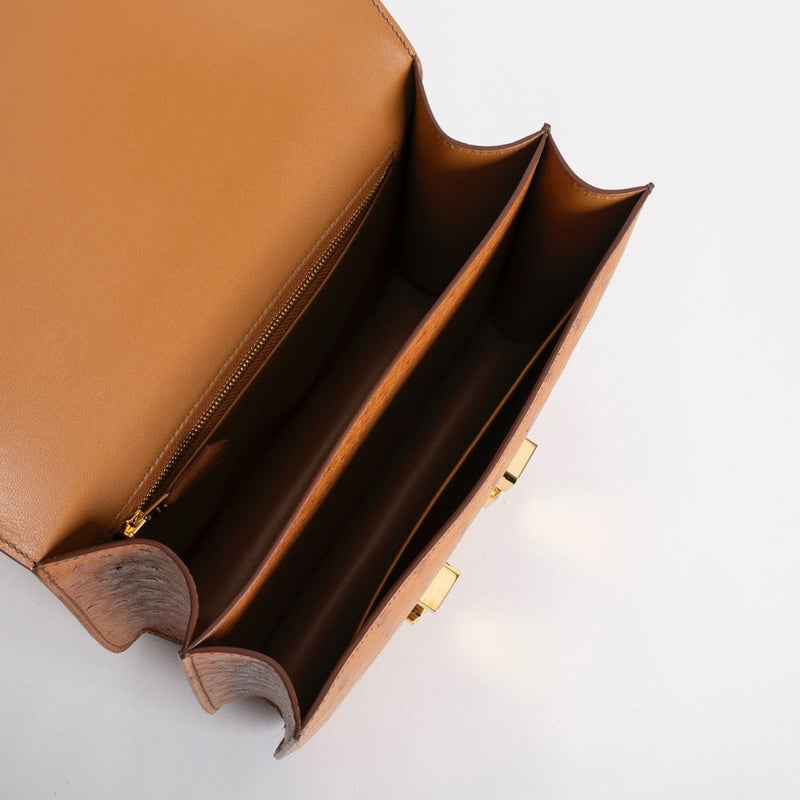 CONSTANCE 24 OSTRICH LEATHER COGNAC WITH GOLD HARDWARE (GHW)