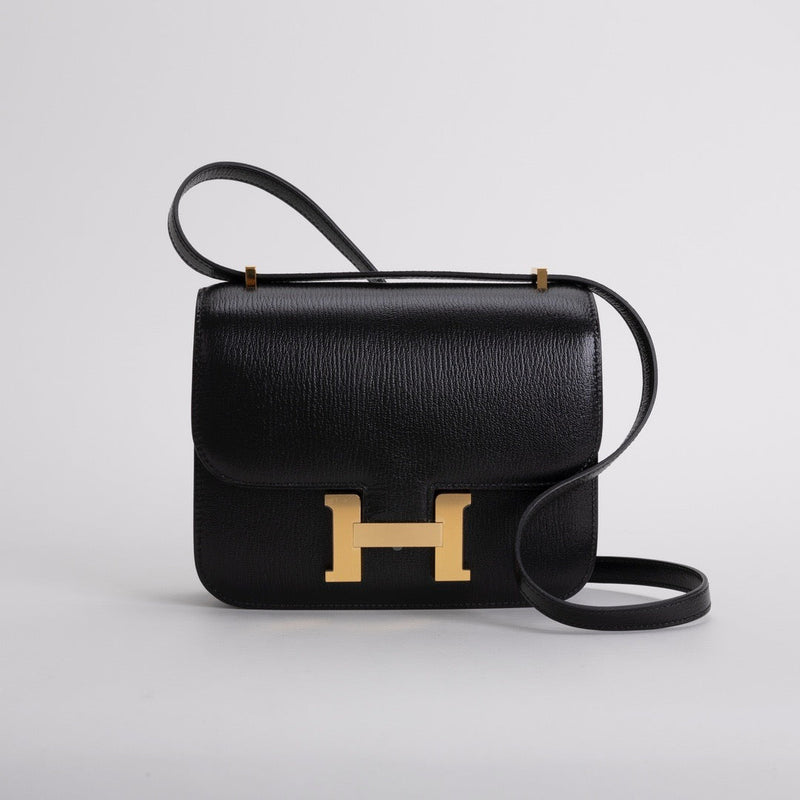 CONSTANCE 18 (MINI) CHEVRE LEATHER NOIR (BLACK) WITH GOLD HARDWARE (GHW)