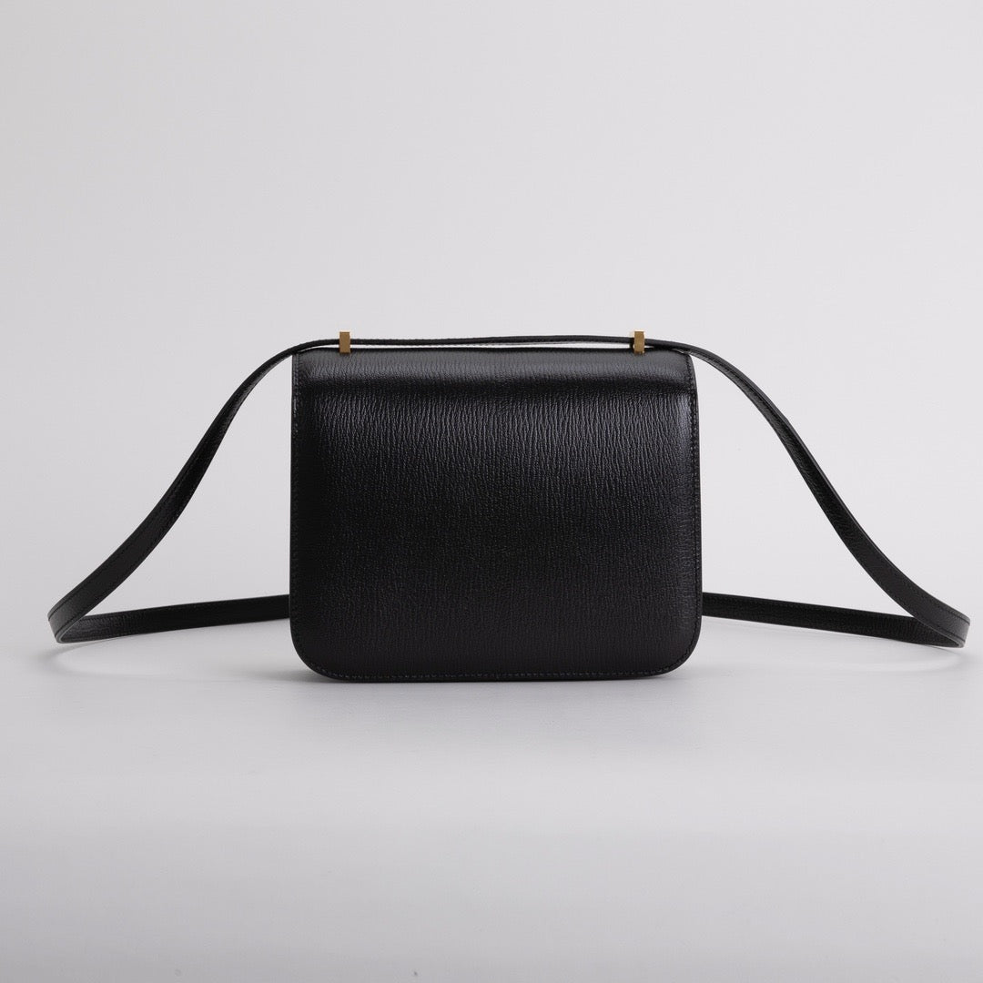 CONSTANCE 18 (MINI) CHEVRE LEATHER NOIR (BLACK) WITH GOLD HARDWARE (GHW)