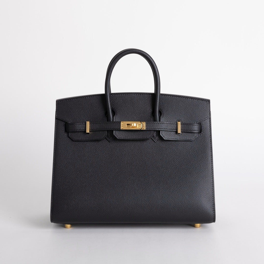 BIRKIN 25 EPSOM LEATHER (SELLIER SHAPE) NOIR (BLACK) WITH GOLD HARDWARE (GHW)