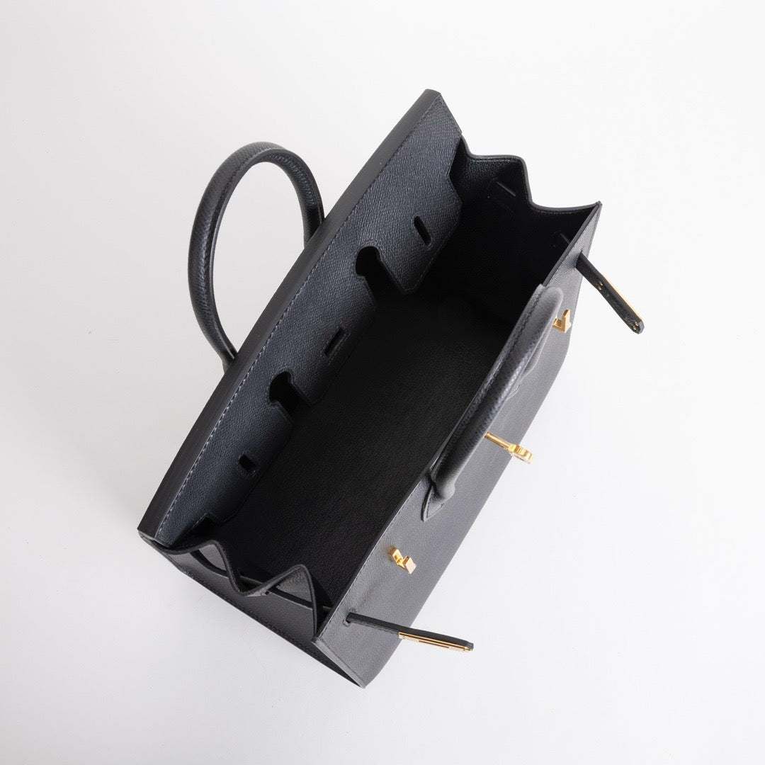 BIRKIN 25 EPSOM LEATHER (SELLIER SHAPE) NOIR (BLACK) WITH GOLD HARDWARE (GHW)