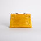 KELLY POCHETTE SHINY MISSISSIPPIENSIS ALLIGATOR LEATHER JAUNE AMBRE WITH GOLD HARDWARE (GHW)