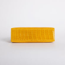 KELLY POCHETTE SHINY MISSISSIPPIENSIS ALLIGATOR LEATHER JAUNE AMBRE WITH GOLD HARDWARE (GHW)